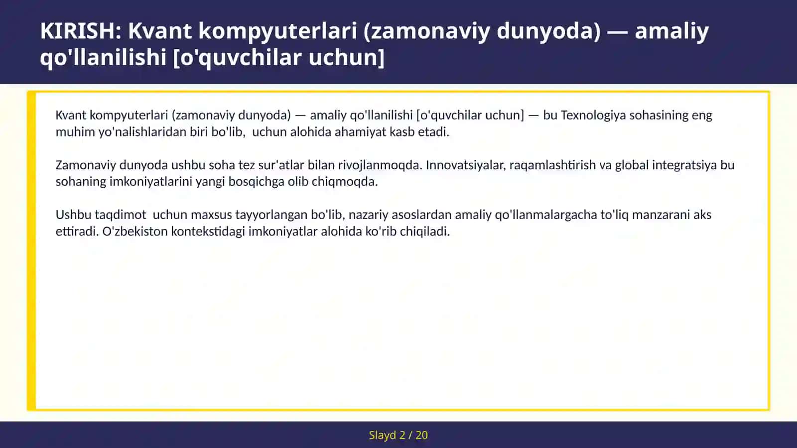 KVANT KOMPYUTERLARI (ZAMONAVIY DUNYODA) — AMALIY QO'LLANILISHI [O'QUVCHILAR UCHUN] 2