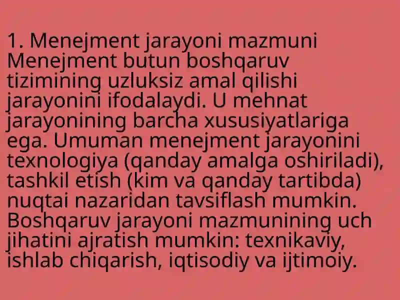 Menejment jarayonlari va ularning funksiyalari 2