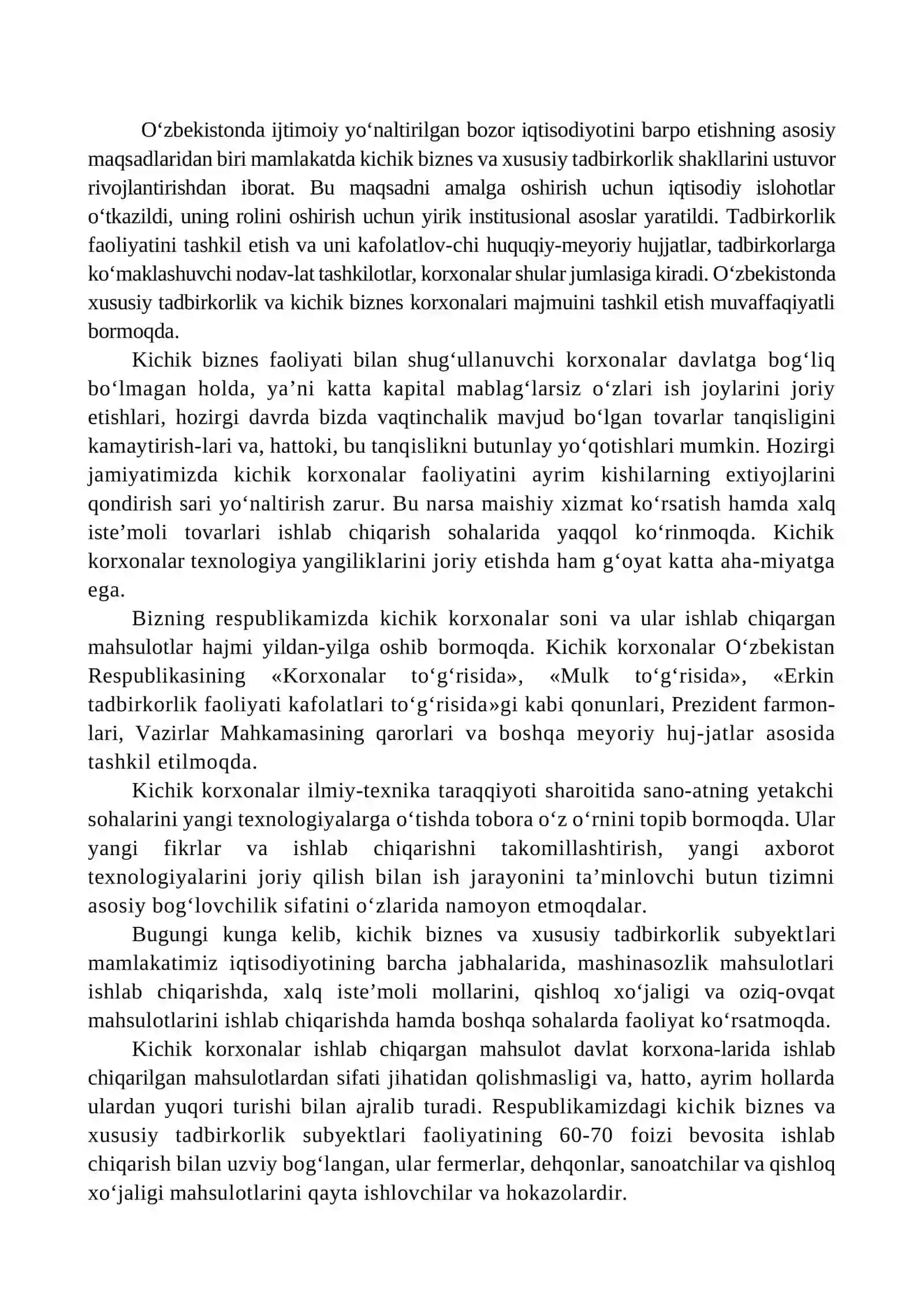 Tadbirkorlik faoliyatini rivojlantirishning maqsadi va vazifalari 2