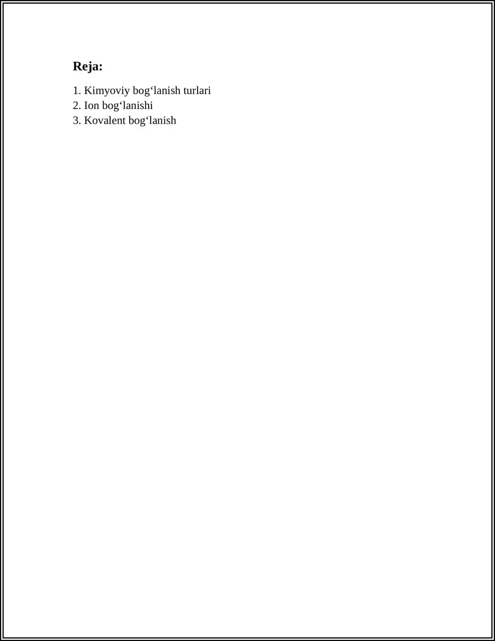 KIMYOVIY BOGʻLANISH 2