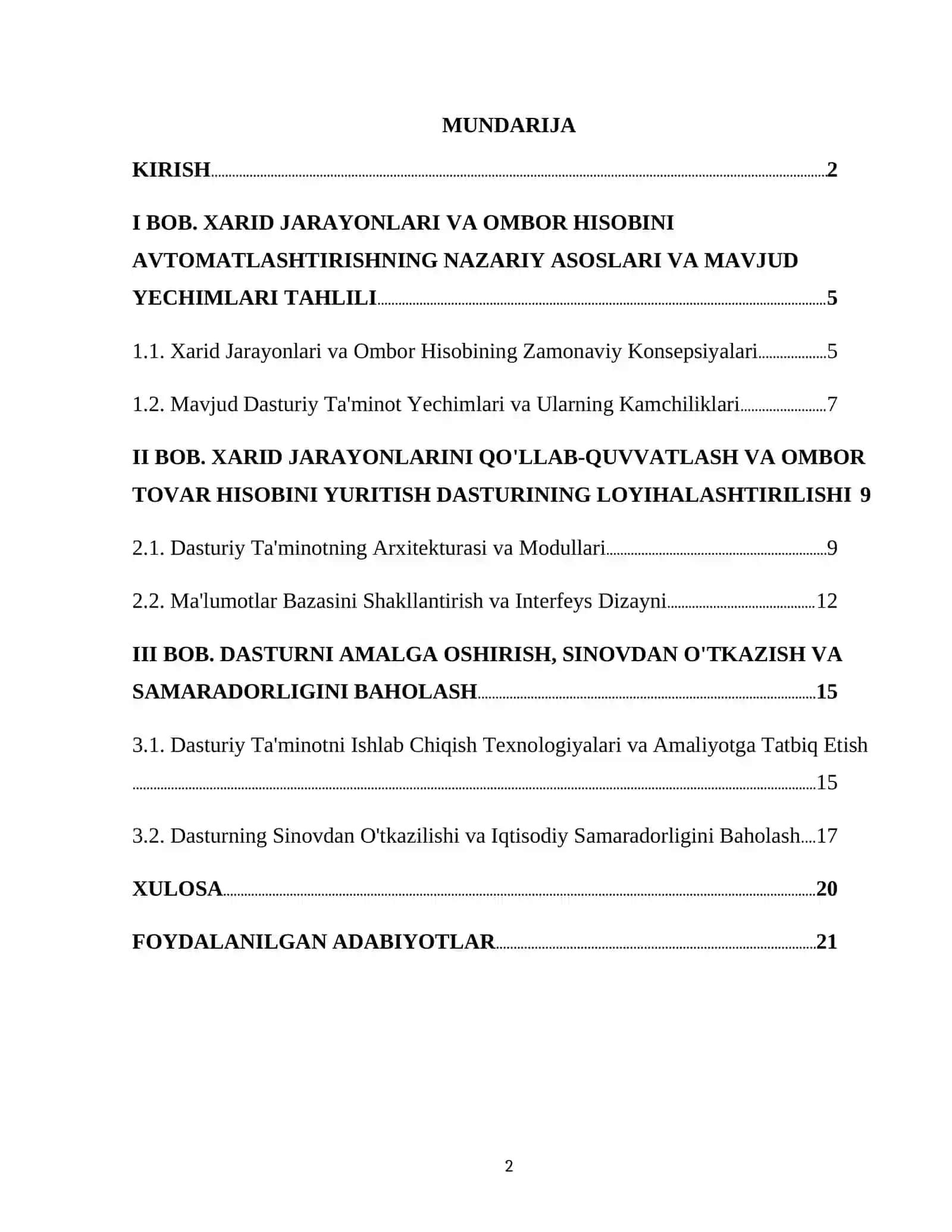 XARID JAROYONLARINI QOLLAB QUVATLASH HAMDA OMBORDAGI TOVARLAR HISOBINI YURUTISH DASTURINI YARATISH 2