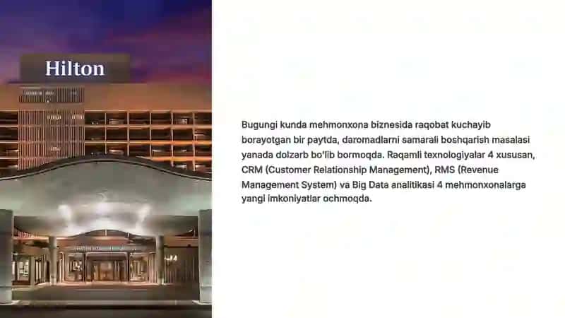 Mehmonxona biznesida daromadlarni boshqarishda raqamli texnologiyalar: CRM, RMS va Big Data 2