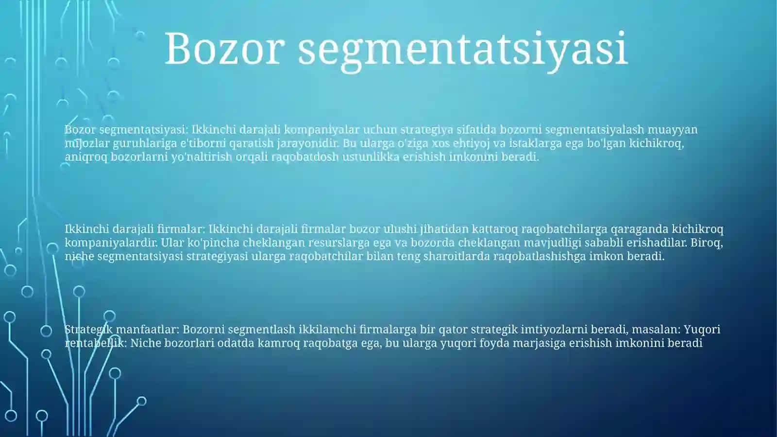 Ikkinchi Darajali O`Rinda Bo`Lgan Firmalar Strategiyasi 2