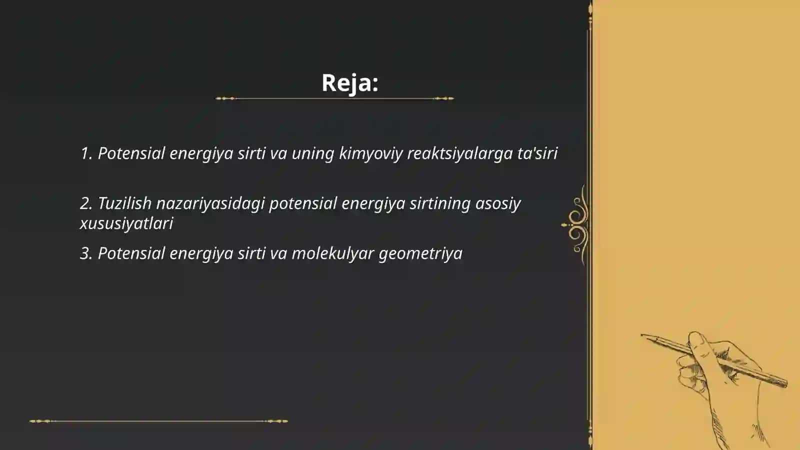 Hozirgi zamon kimyosi tuzilish nazariyasida potensial energiya sirtining roli 2