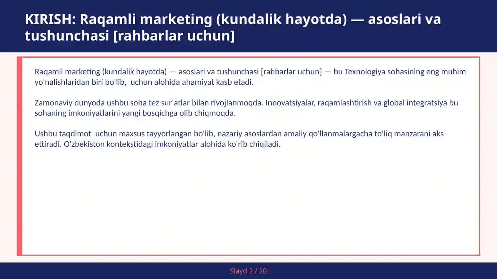 RAQAMLI MARKETING (KUNDALIK HAYOTDA) — ASOSLARI VA TUSHUNCHASI [RAHBARLAR UCHUN] 2