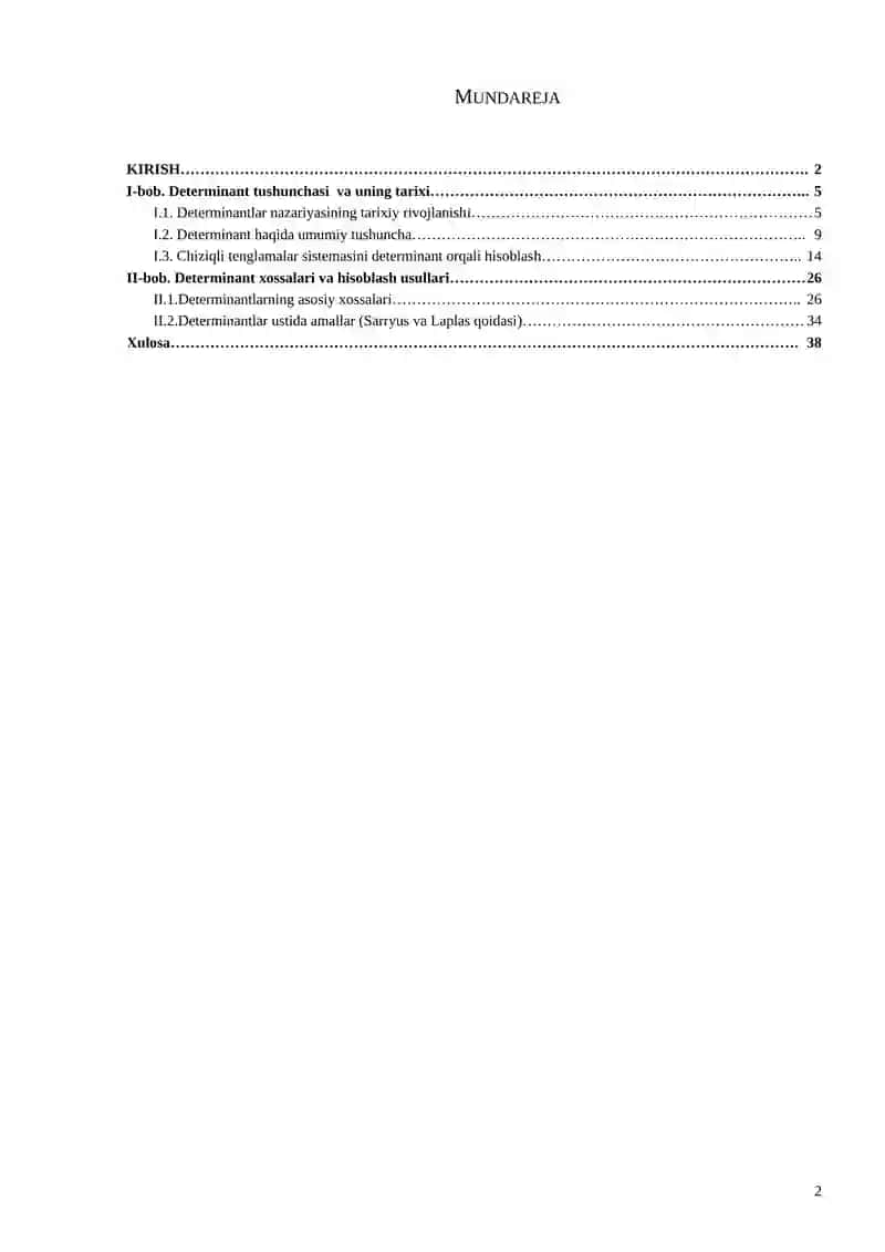 Determinantlar va uning xossalari 2