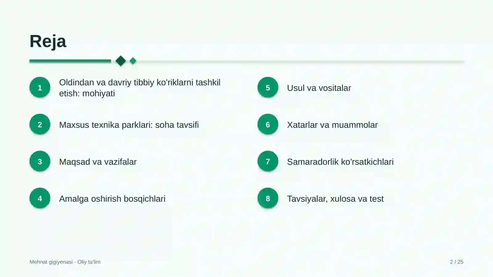 maxsus texnika parklarida oldindan va davriy tibbiy ko'riklarni tashkil etish 2957 2