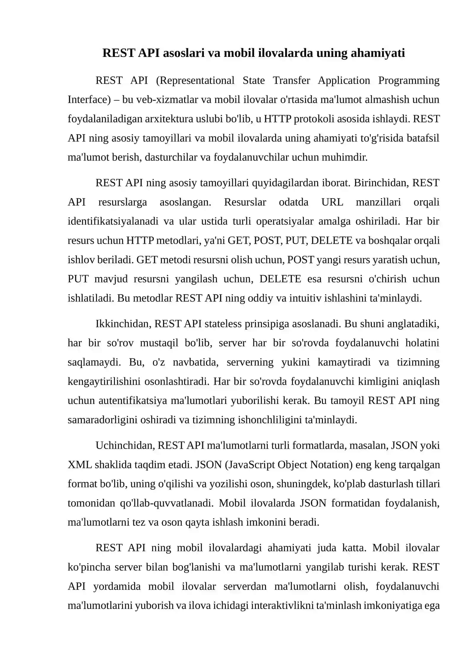 Mobil ilovalarda REST API bilan ishlash 2