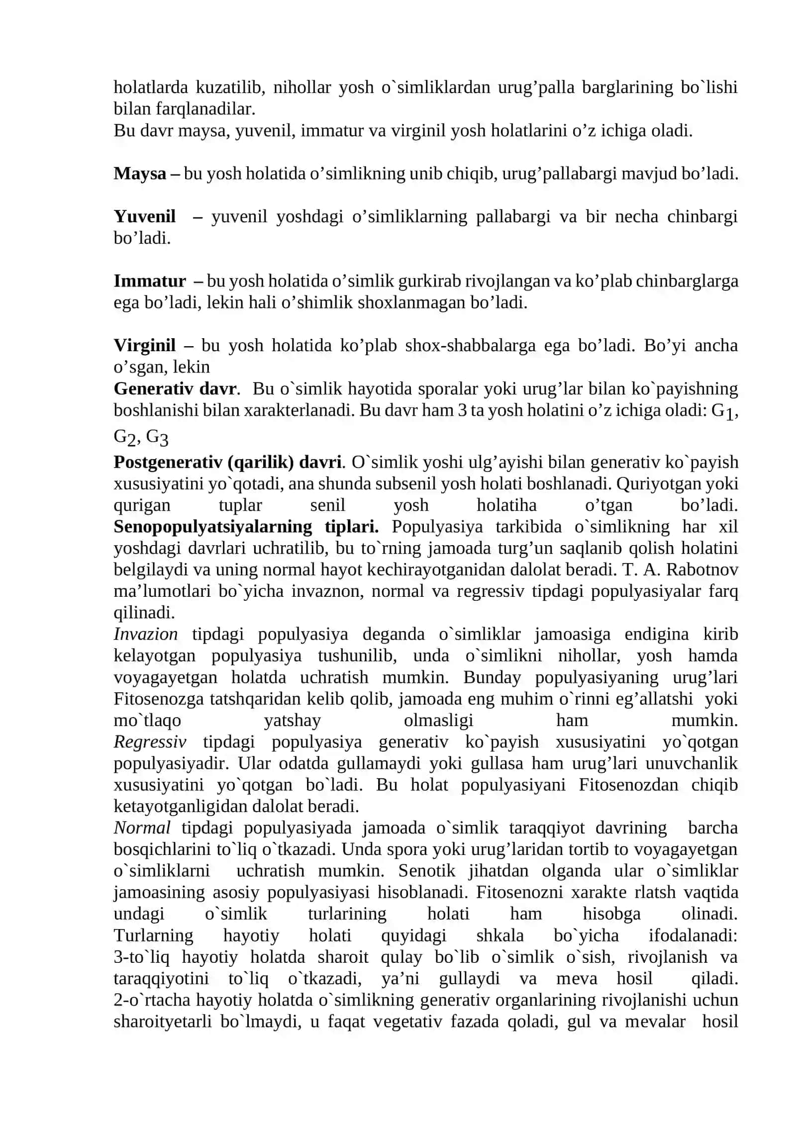 4-ma’ruza. Turli ekologik omillarning turli yoshdagi o’simliklarga ta’siri. O’simliklarni muhofaza qilish 2