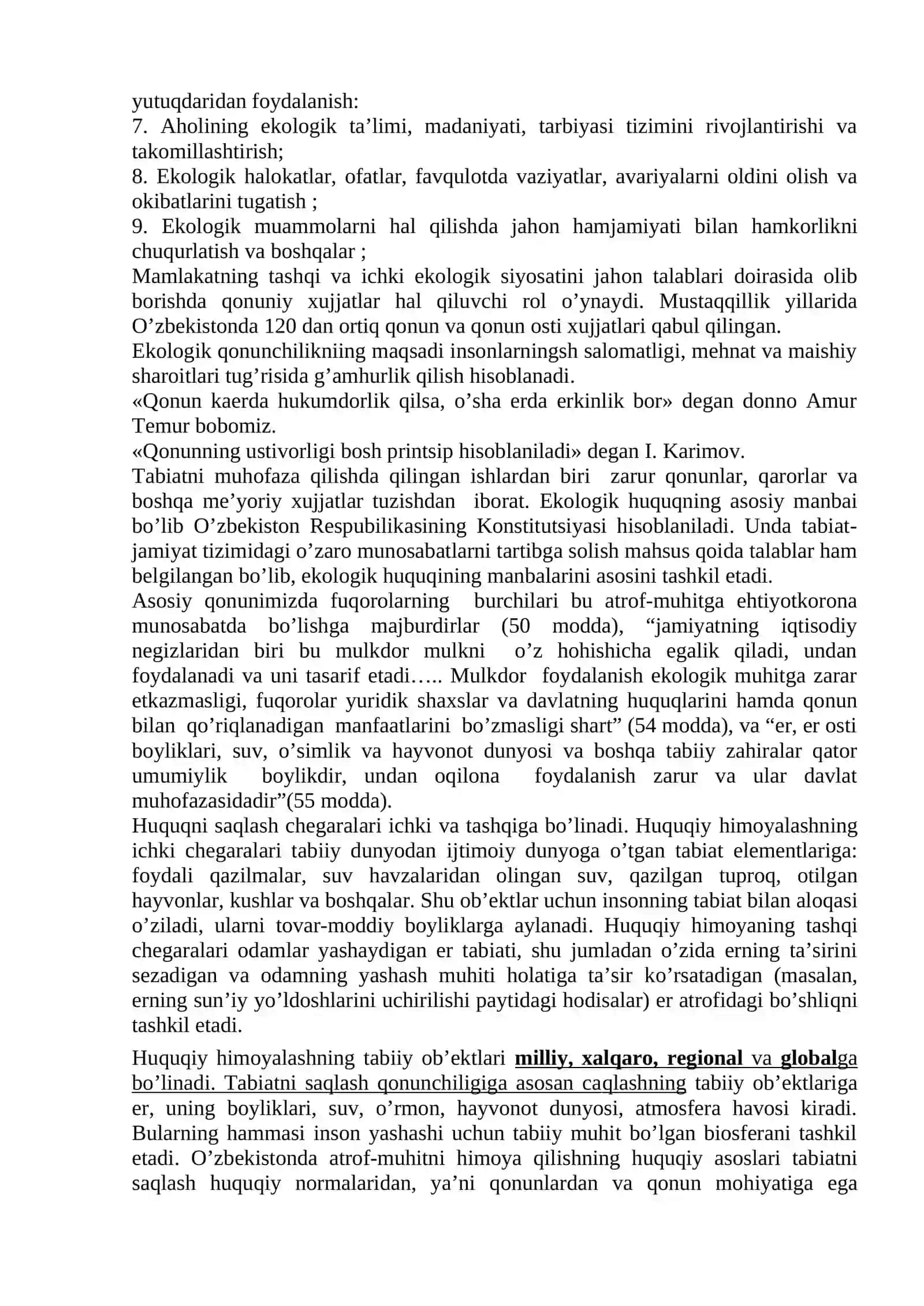 Ekologik xavfsizlik va barqaror rivojlanish 2