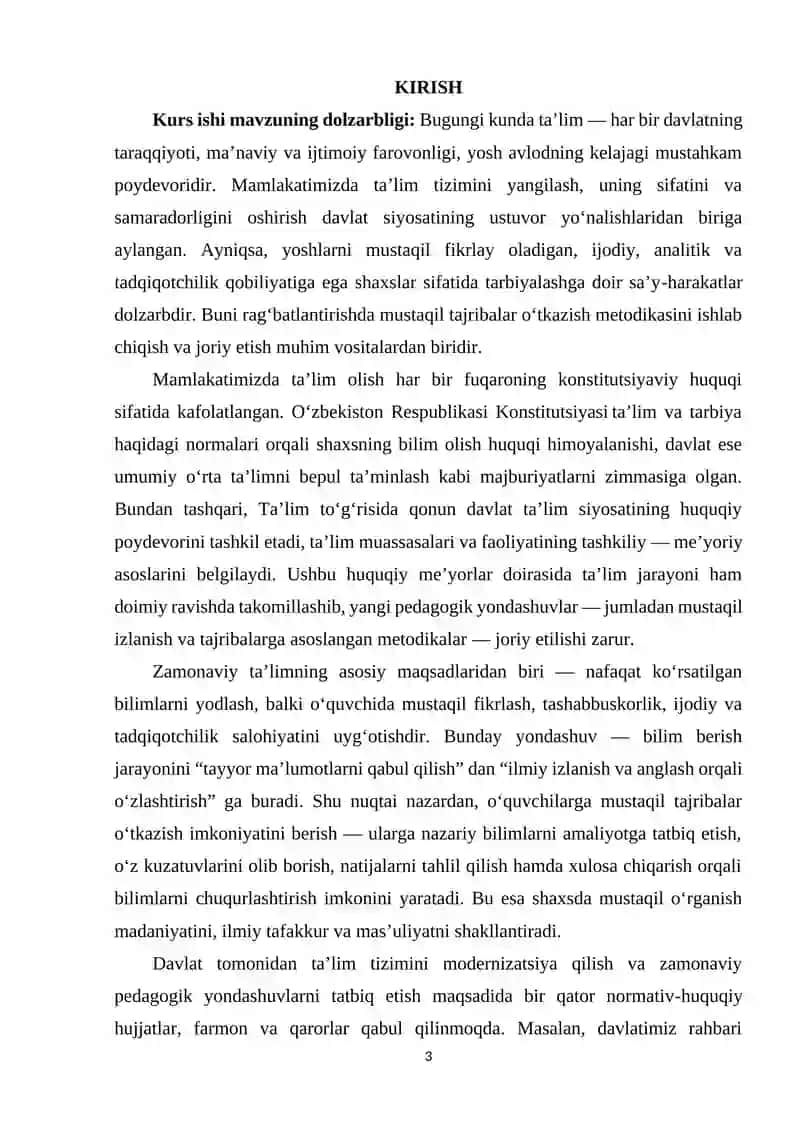 O‘quvchilarga mustaqil tajribalar o‘tkazish metodikasi 2