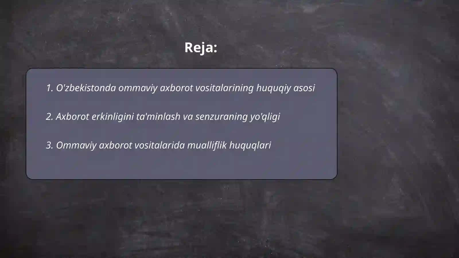 O'zbekiston Respublikasida ommaviy axborot vositalarining faoliyati 2