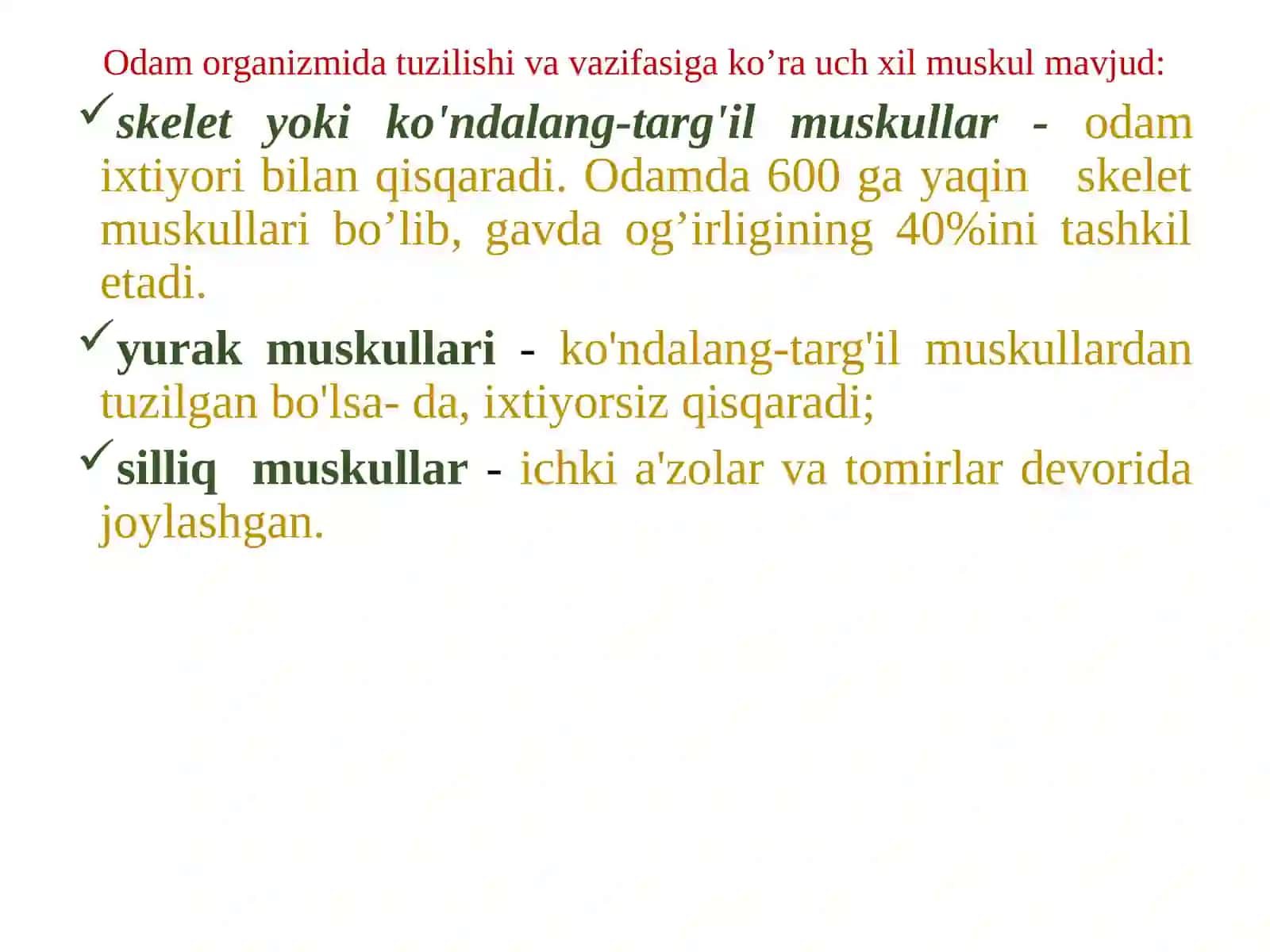 Miologiya.Muskullar haqida ta’limot 2