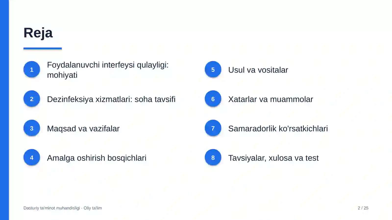 DASTURIY TA'MINOT MUHANDISLIGI · OLIY TA'LIM 2