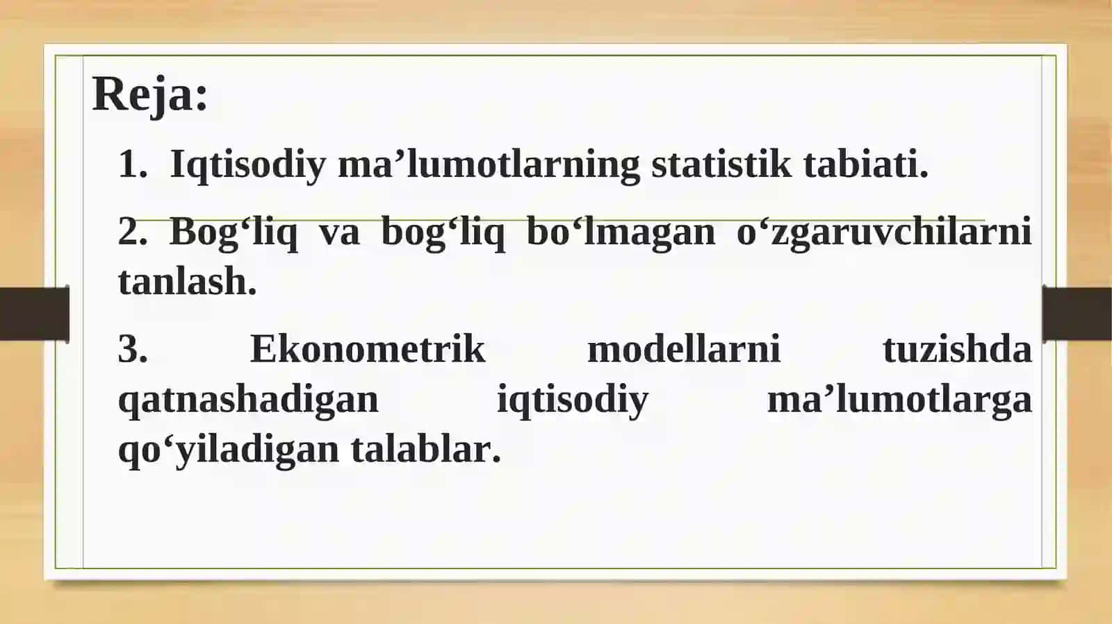 ekonimetrik tadqiqotlarning statistik  bazasi 2