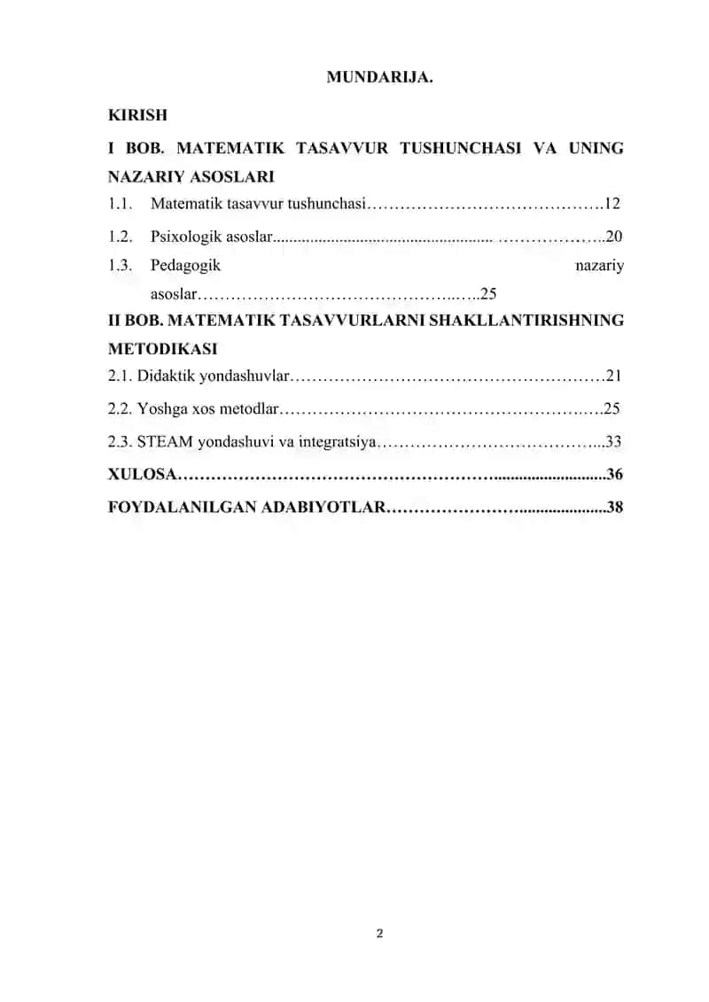 MATEMATIK TASAVVURLARNI SHAKLLLANTIRISH METODIKASINING NAZARIY ASOSLARI 2