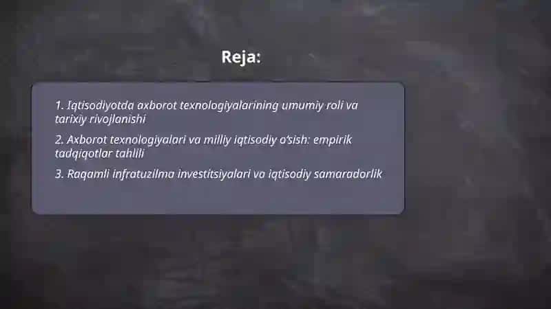 Iqtisodiyotda axborot texnologiyalarining o’rni va ahamiyati 2