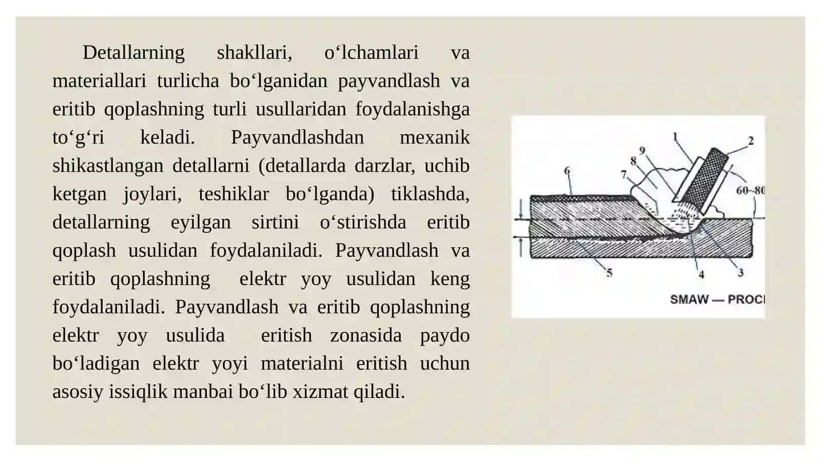 TRANSPORT VOSITALARI DЕTALLARINI PAYVANDLASH VA ERITIB QOPLASH YO‘LI BILAN TIKLASHNING MOHIYATI VA UNDAGI JARAYONLAR 2