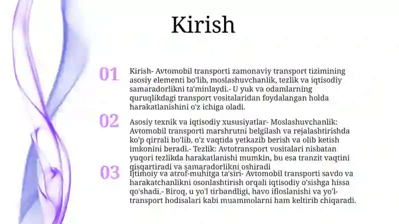 Avtomobil Transportining Asosiy TexnikIqtisodiyXususiyatlari 2