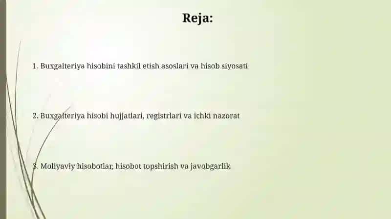 Buxgalteriya hisobini tashkil etish asoslari va hisob siyosati 2