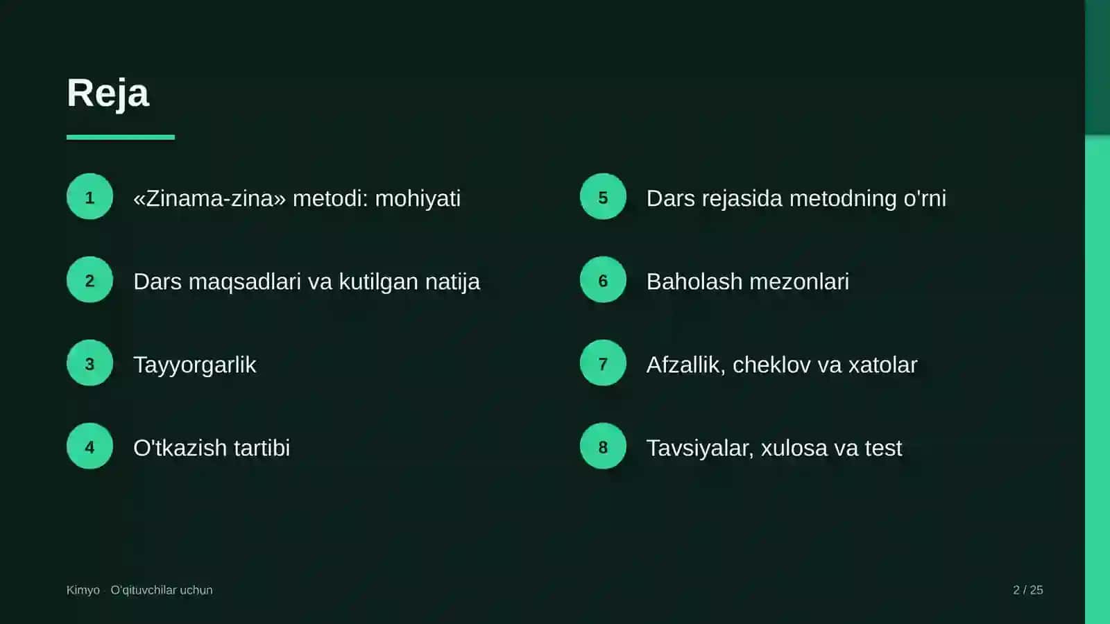 kimyo darslarida zinama zina metodidan foydalanish 7469 2