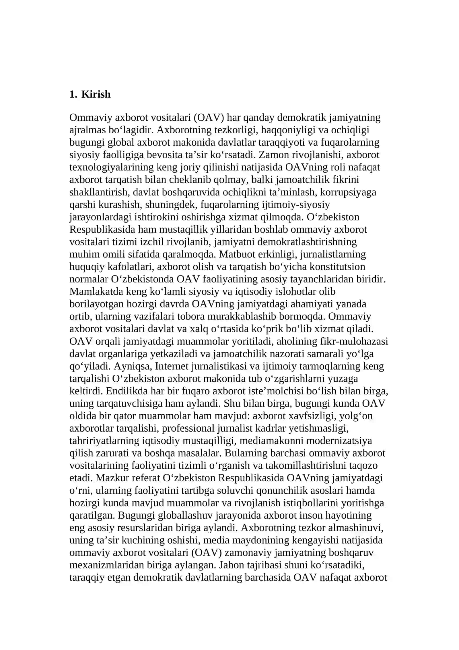 Ommaviy axborot vositalarining faoliyati 2