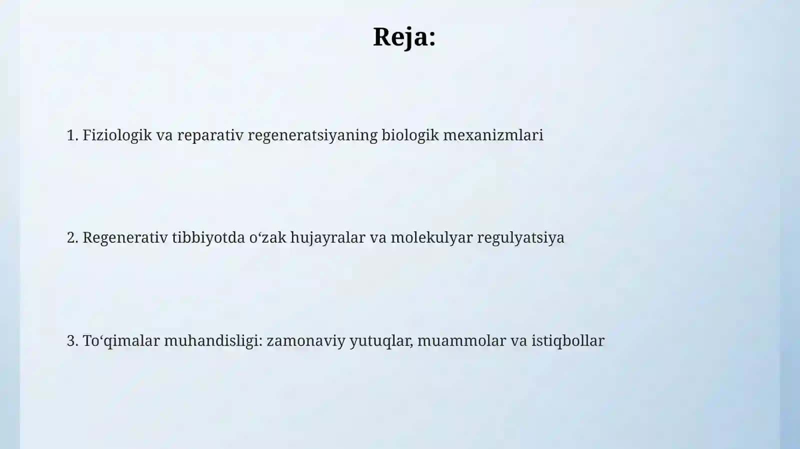 To'qimalarning fiziologik varepara regenizasiyasi organish va zamonaviy maʼlumotlarni tahlil qilish 2