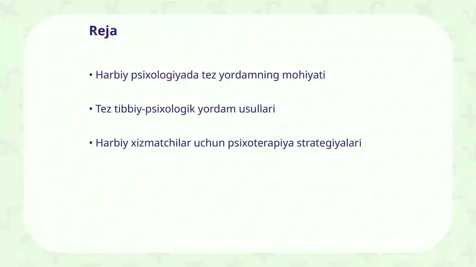 5 Tez tibbiy-psixologik yordam Harbiy Ipsixologiya va psixoterapiya 2
