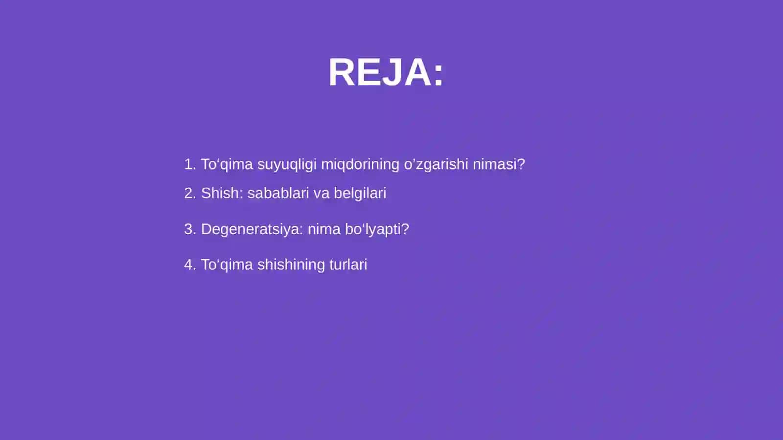 To‘qima suyuqligi miqdorining o’zgarishi 2