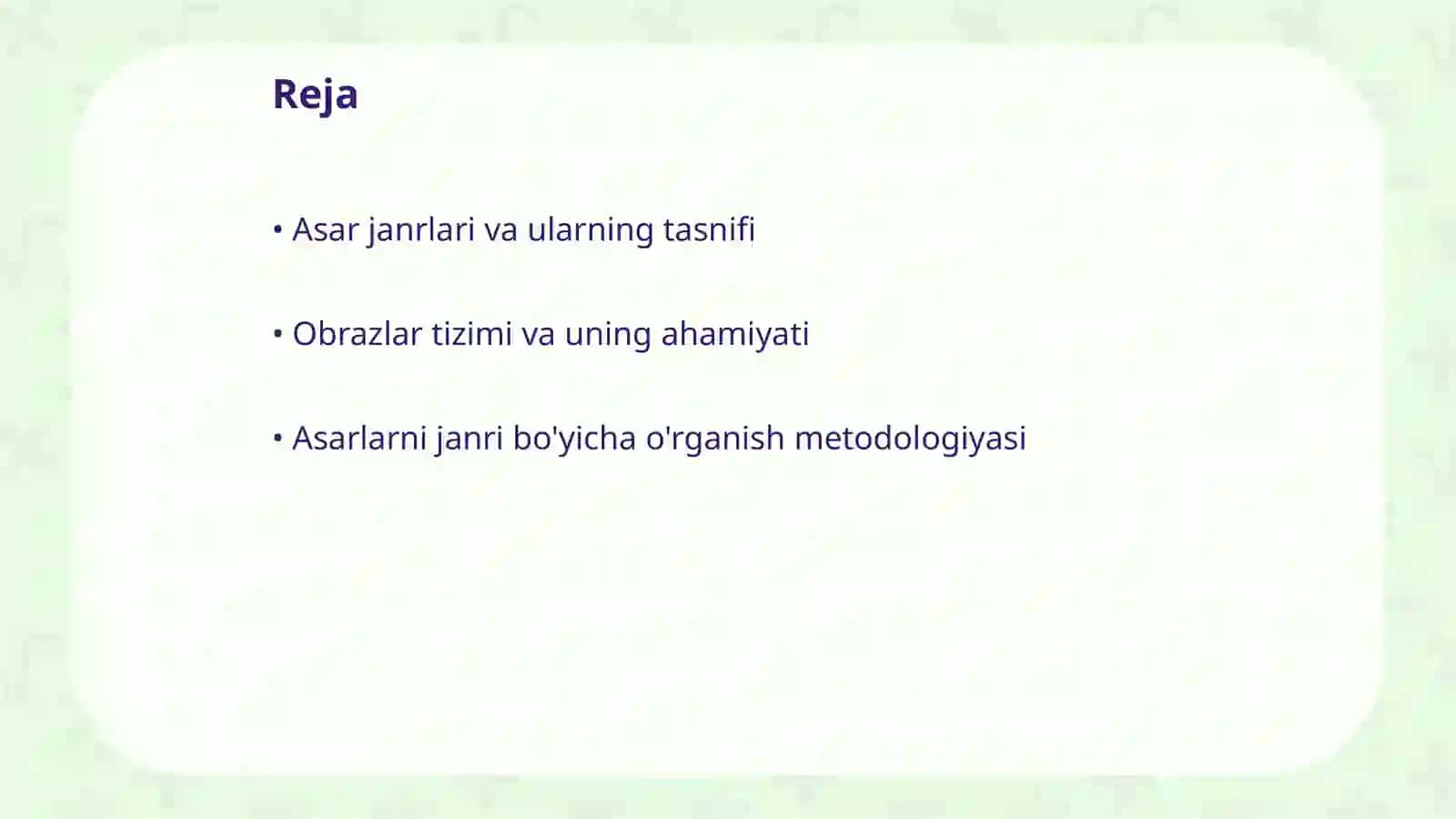 Asarlarni janri va obrazlar tizimiga koʻra oʻrganish 2