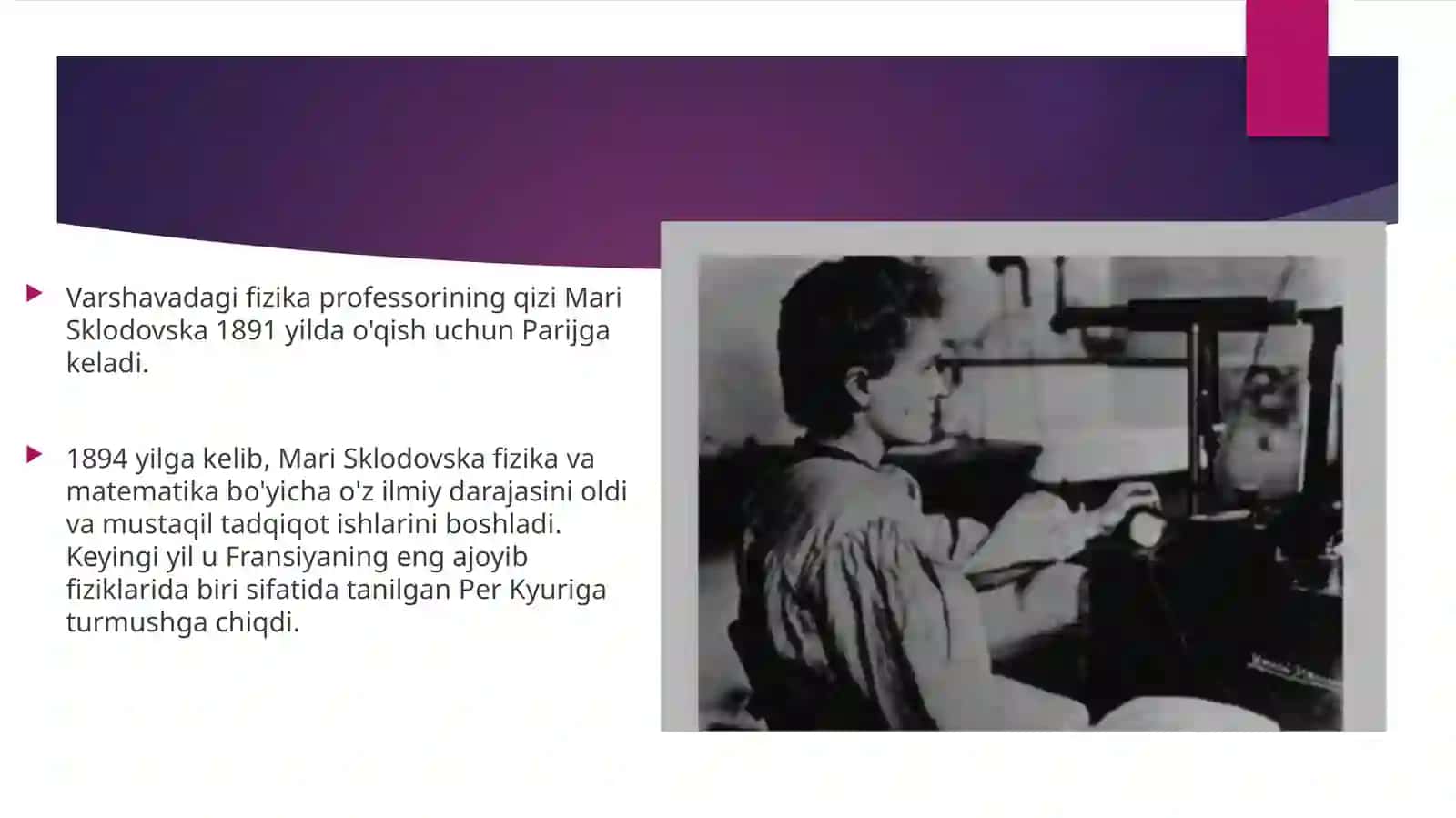 M.Kyurining kimyoviy kashfiyoti. Radiy birikmalarining xossalari 2