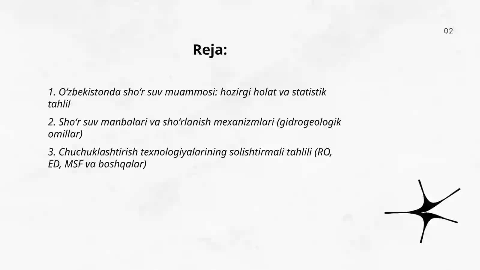 Oʻzbekiston sharoitida shoʻr suvlarni chuchuklashtirish gʻoyasini ishlab chiqish 2