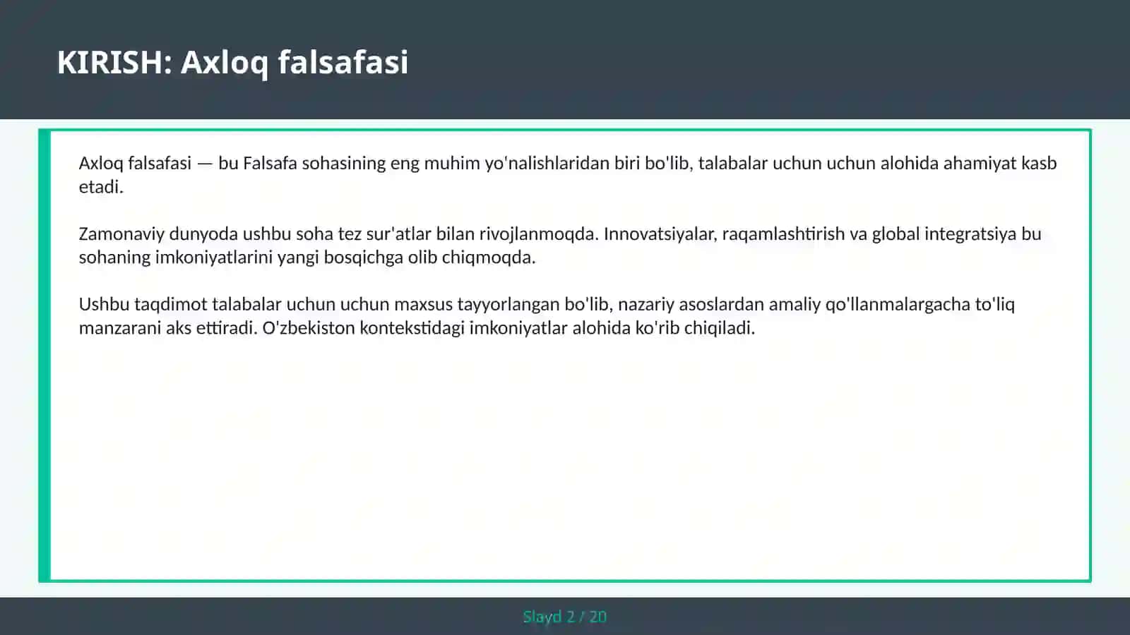 AXLOQ FALSAFASI 2