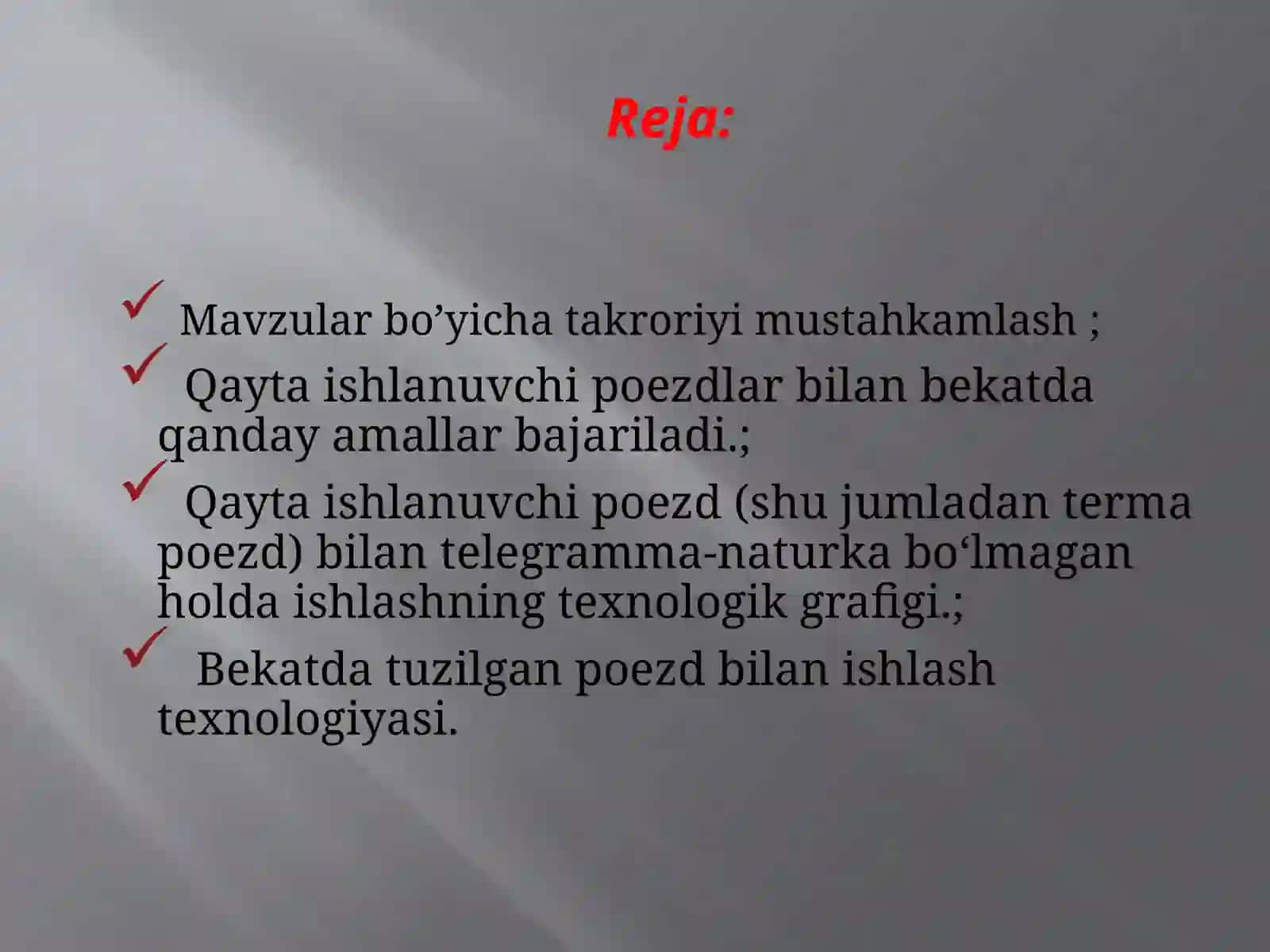 Bekatda uchastka bekatining sutkali ish grafigida mahalliy vagonlar bilan ishlash 2