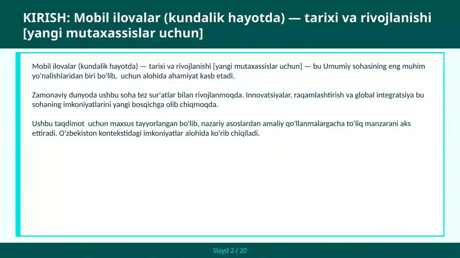 MOBIL ILOVALAR (KUNDALIK HAYOTDA) — TARIXI VA RIVOJLANISHI [YANGI MUTAXASSISLAR UCHUN] 2