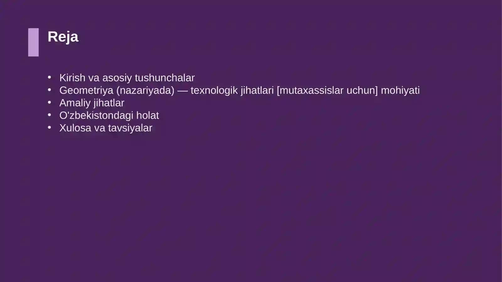 Geometriya (nazariyada) — texnologik jihatlari [mutaxassislar uchun] 2