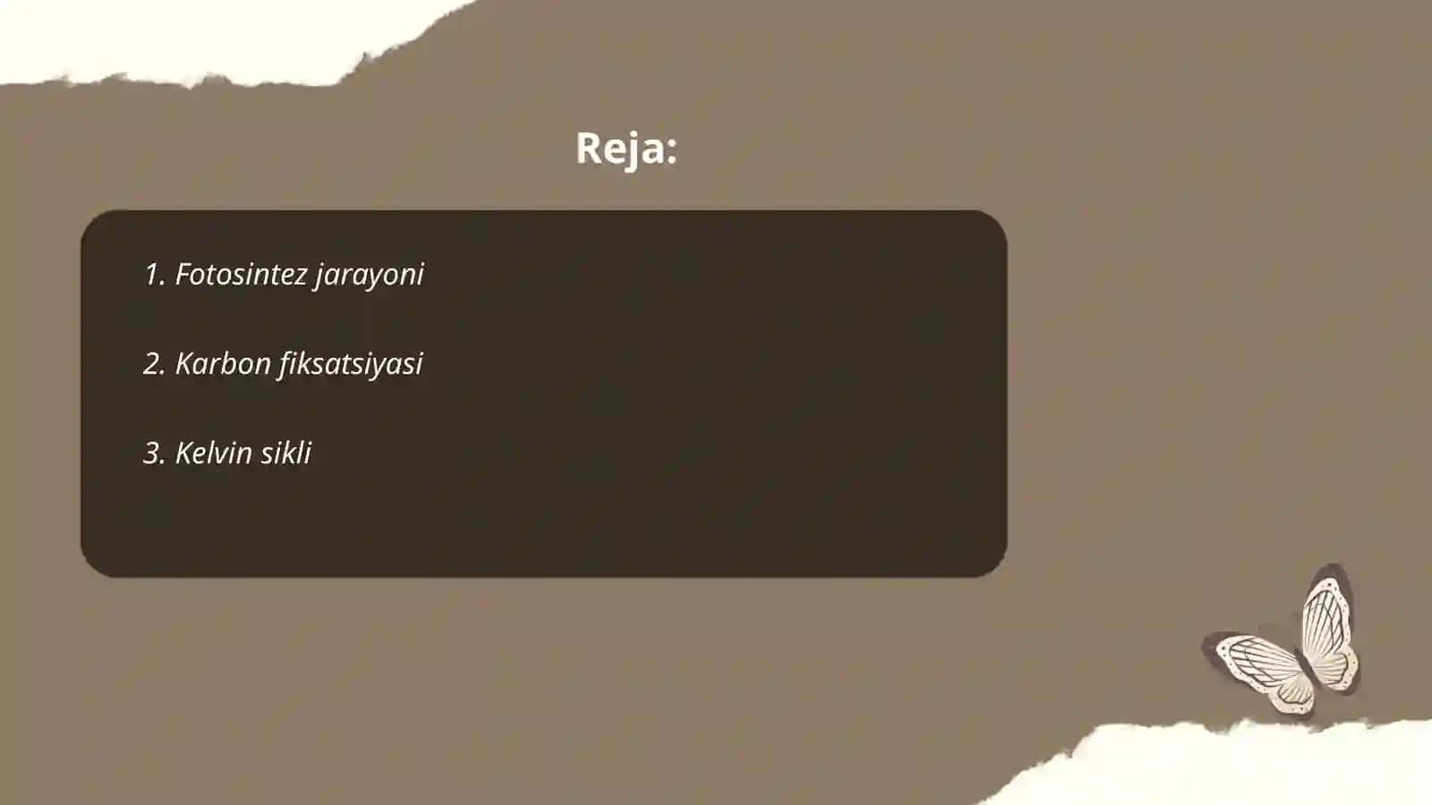 Fotosintezda uglerod o'zlashtirilishi yo'lllari Boqijonova Robiya 2