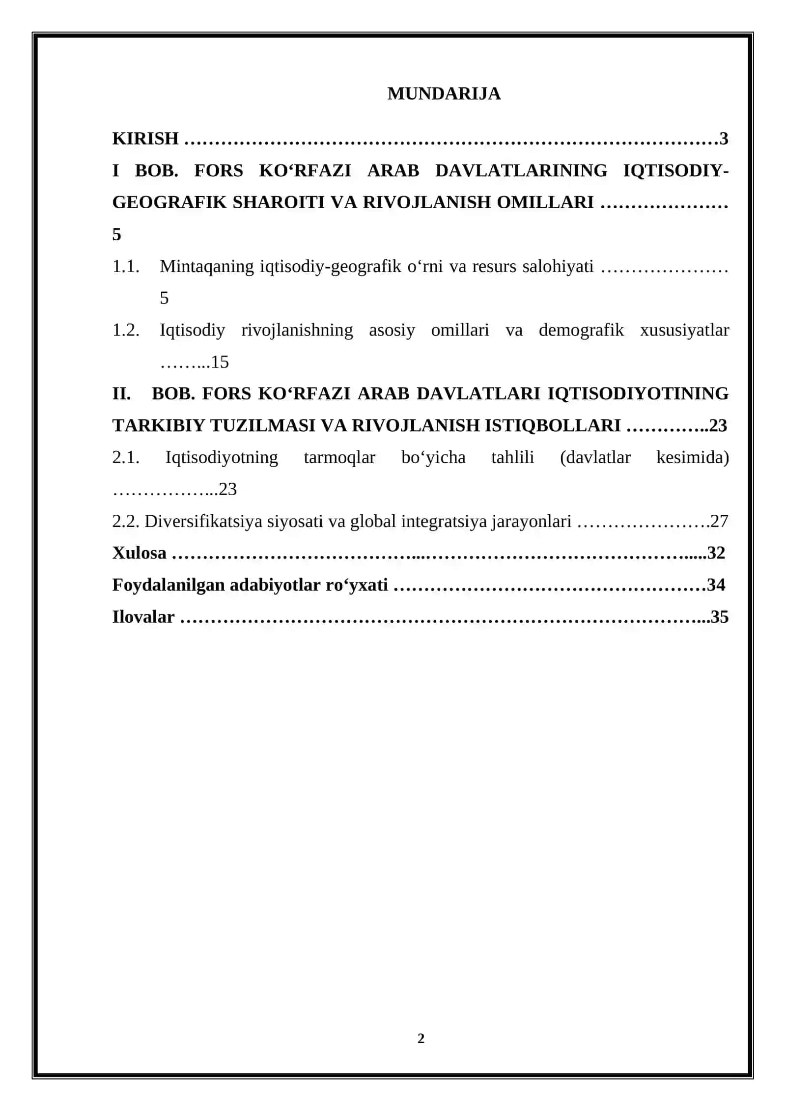 Fors ko‘rfazi mamlakatlarining iqtisodiy-geografik tavsifi 2
