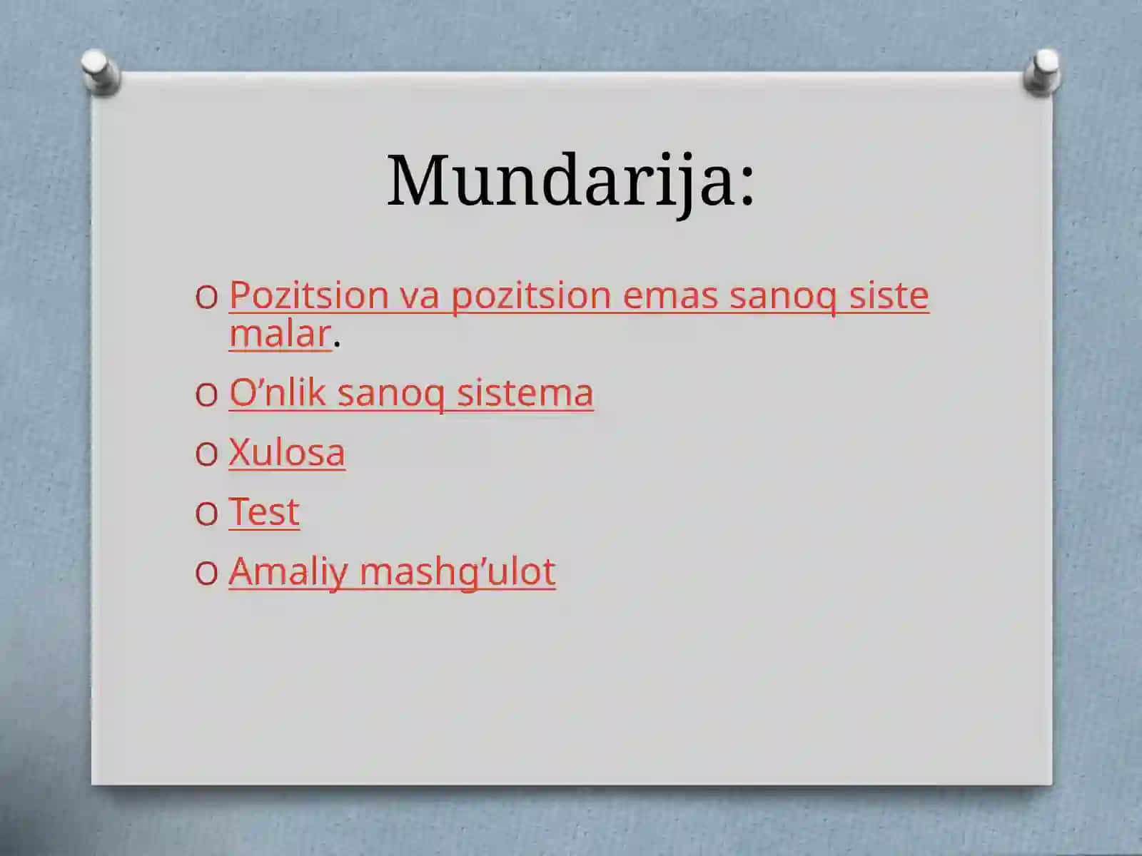 Pozitsion va pozitsion emas sanoq sistemalar. O’nlik sanoq sistema 2