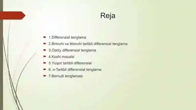Differensial tenglamalar sistemasi.Normal sistema 2