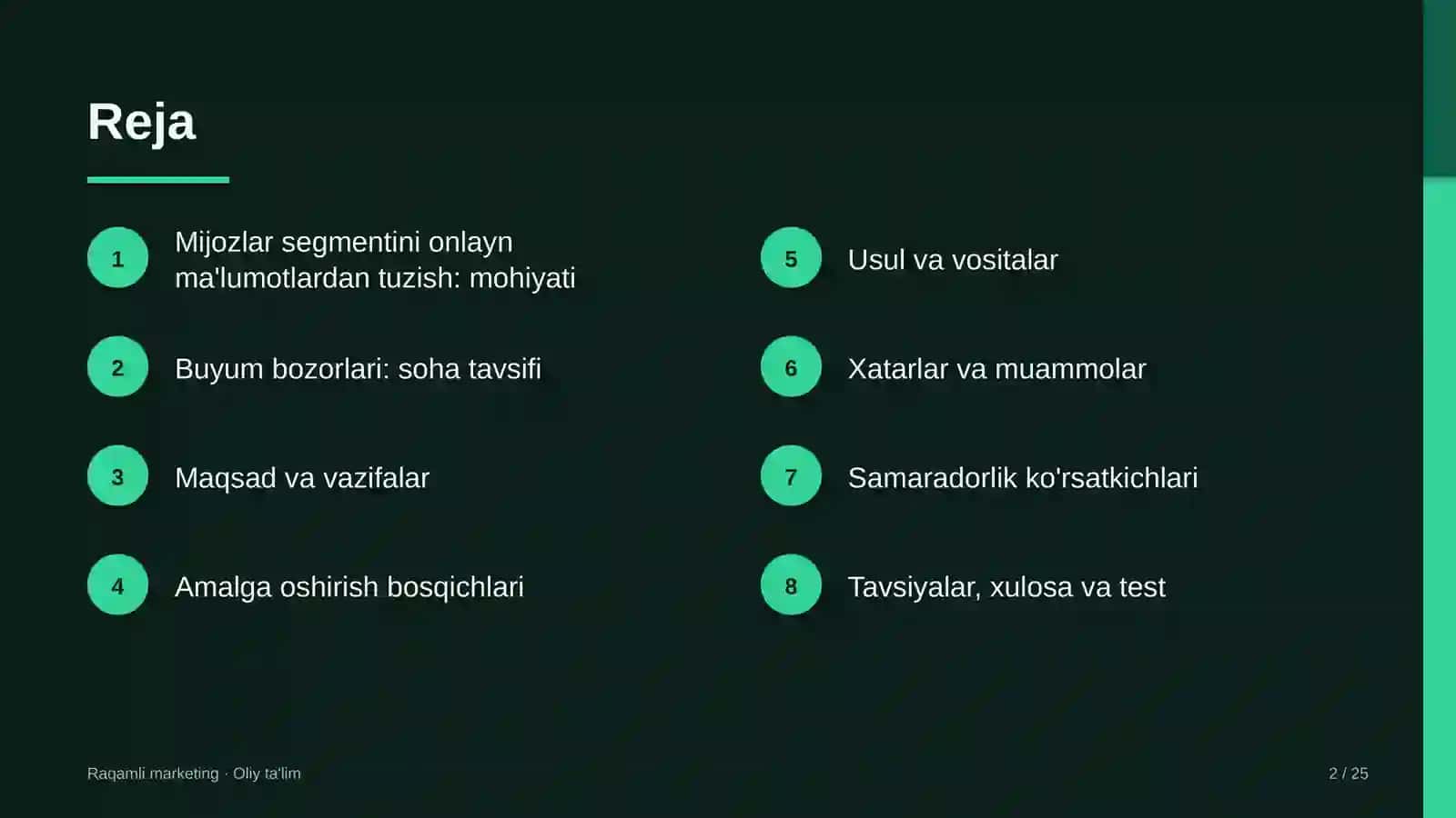 Mijozlar segmentini onlayn ma'lumotlardan tuzish: mohiyati 2