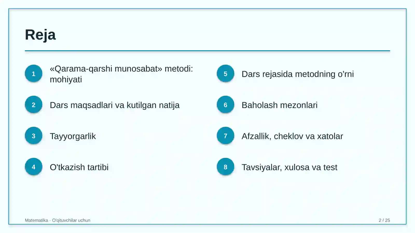 matematika darslarida qarama qarshi munosabat metodidan foydalanish 7173 2
