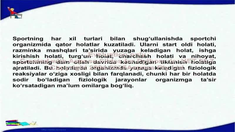 Tashqi muhitni alohida sharoitlarida sportchi ish qobiliyatining fiziologik asoslari 2