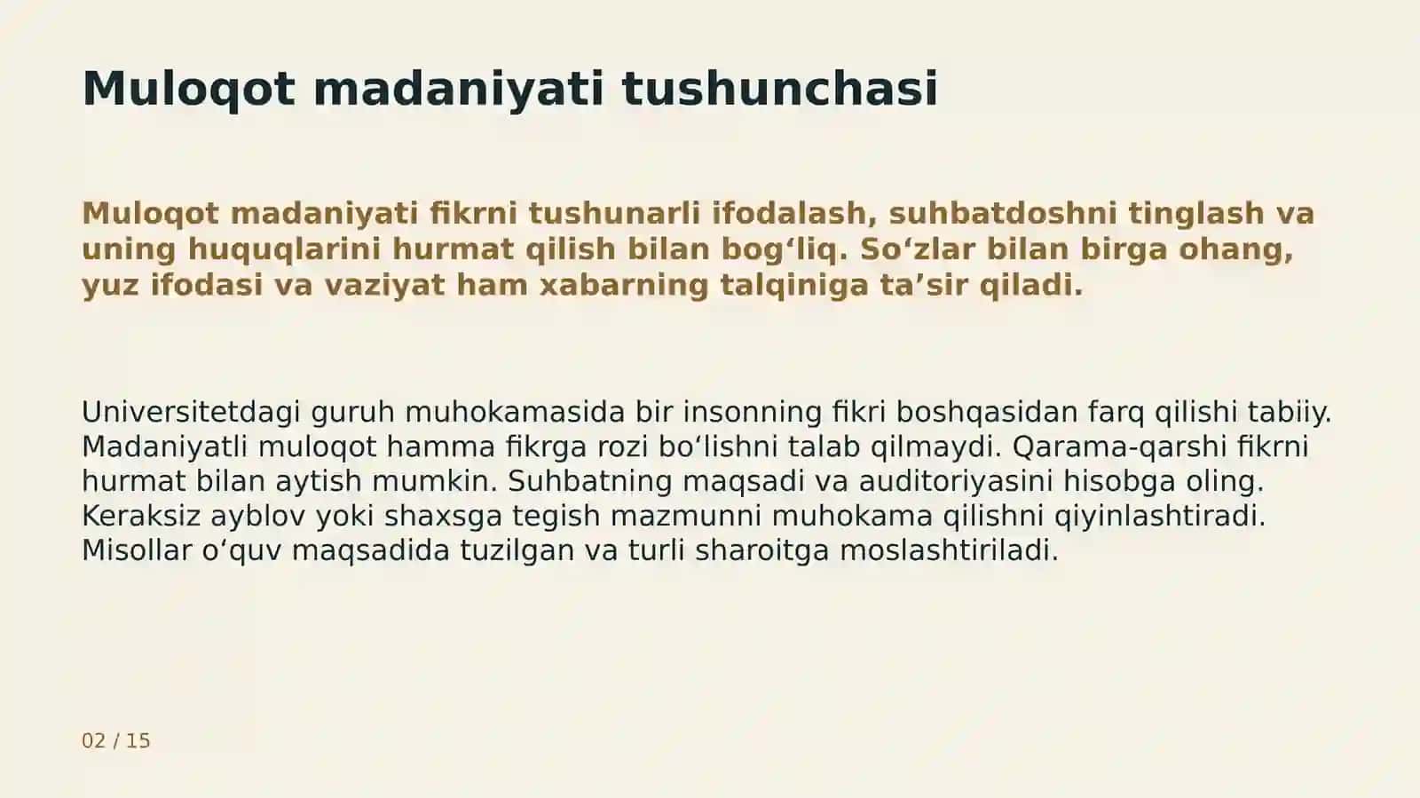 Muloqot madaniyati va nizolarni hal qilish 2