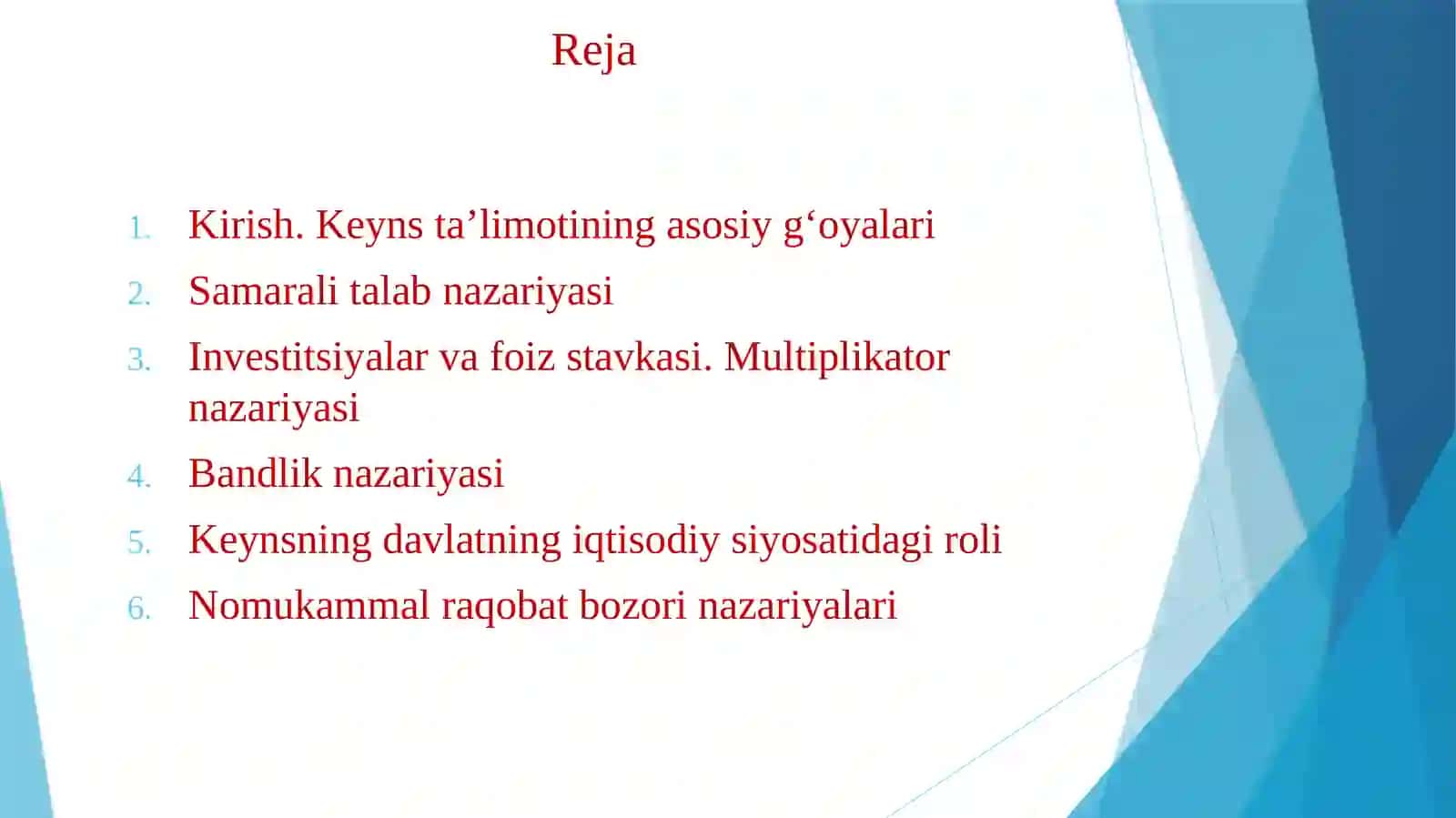 Keynsvakeynschilikta’limoti.Nomukammalraqobatbozorinazariyalari 2