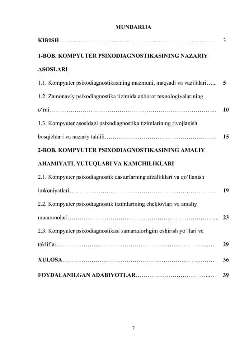 KOMPYUTER PSIXODIAGNOSTIKASINING YUTUQ VA KAMCHILIKLARI. 2