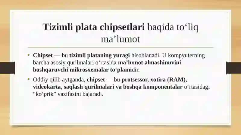 Tizimli plata chipsetlari 2