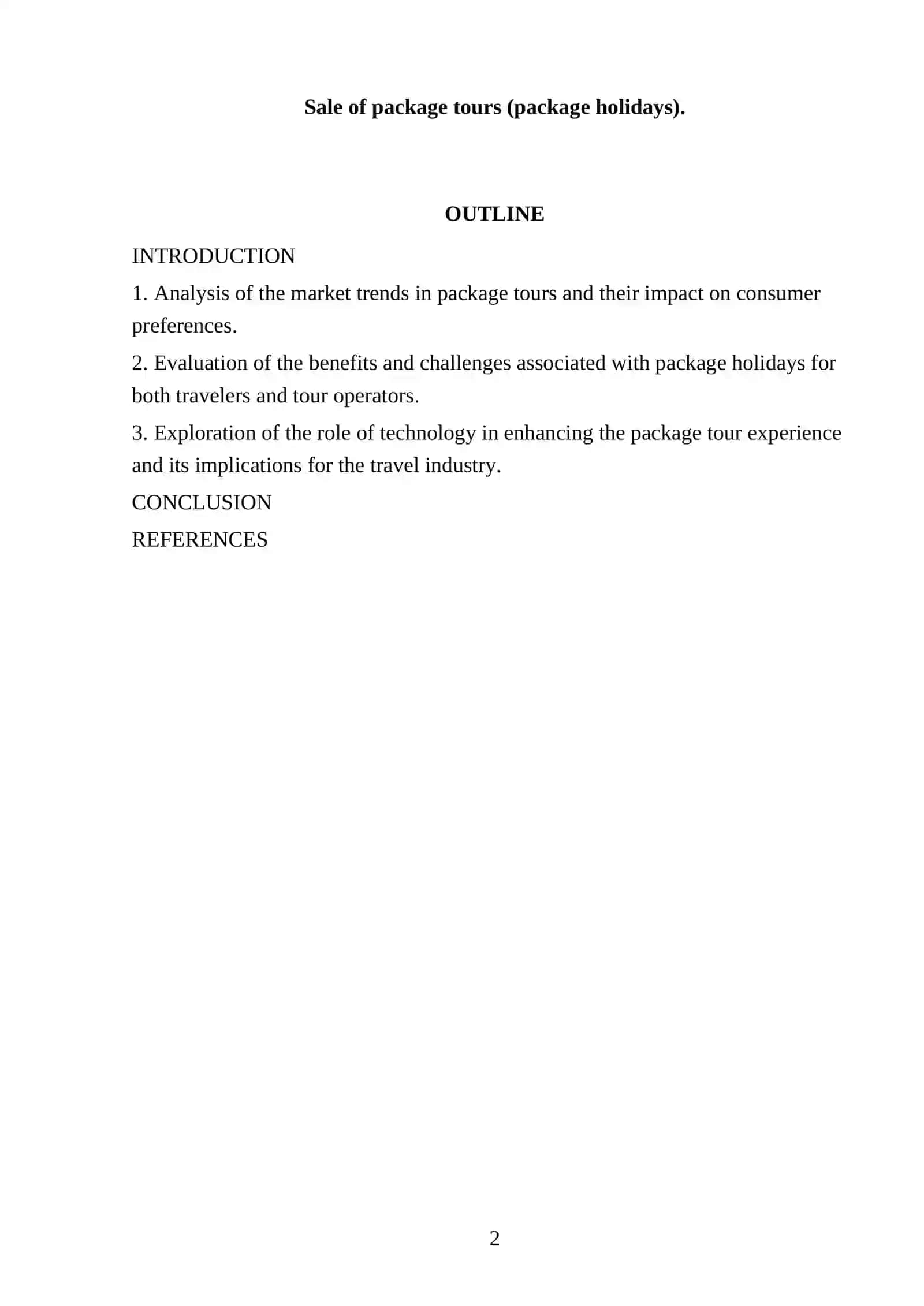 Sale of package tours (package holidays) 2