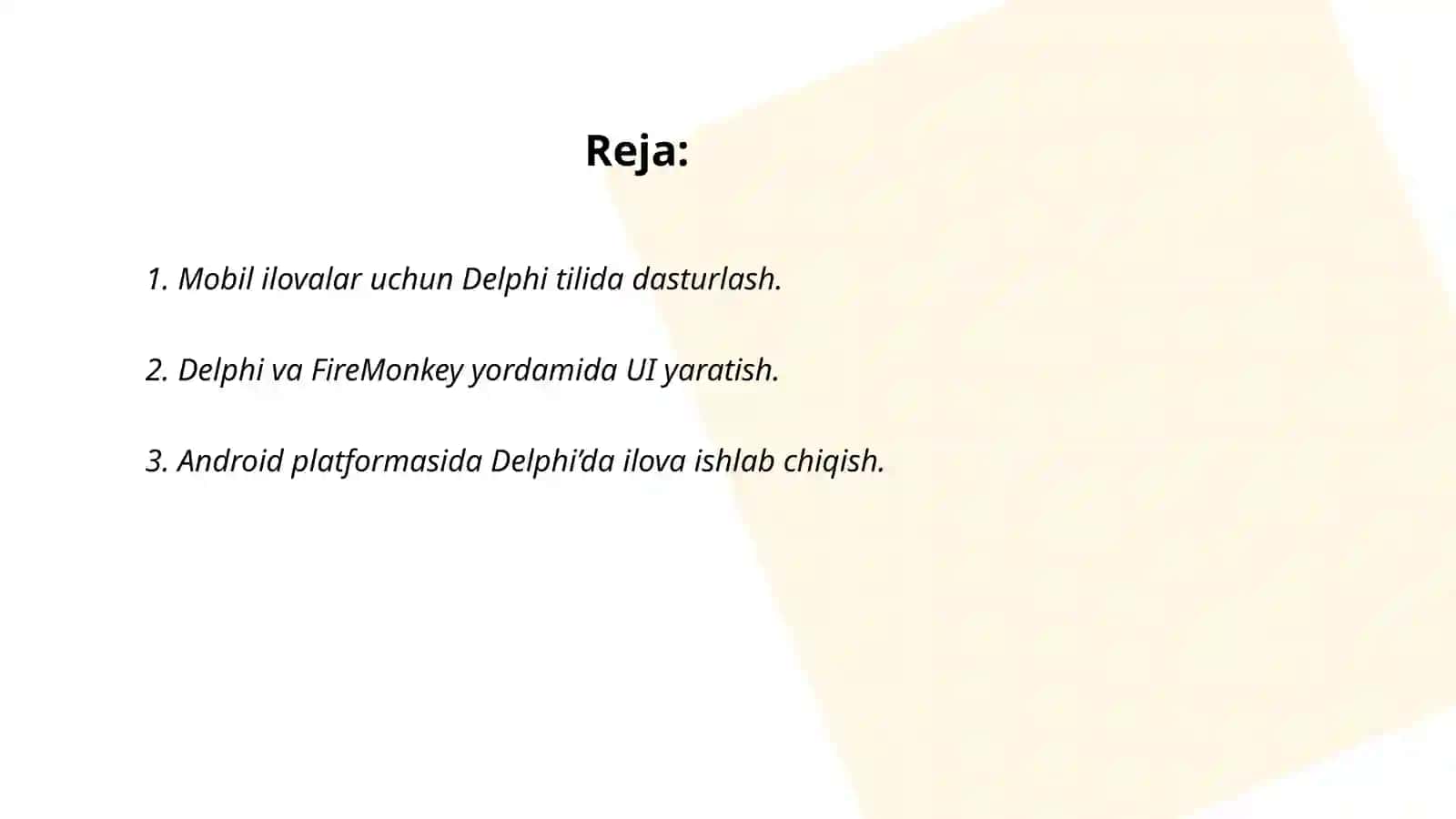 Delphi tilida mobil ilova yaratish 2