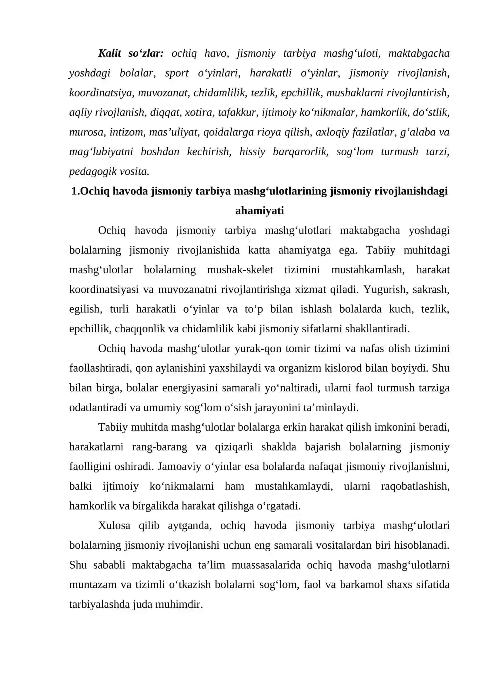 Ochiq havoda jismoniy tarbiya mashg‘ulotlarini o‘tkazish 2
